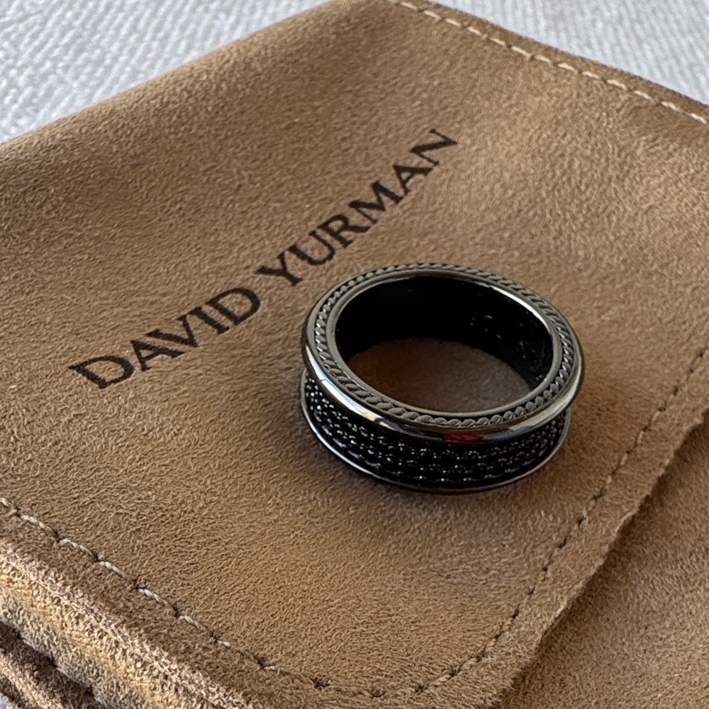 David Yurman Men's Black and Silver Band